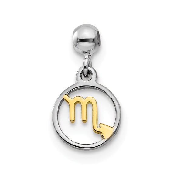 925 Sterling Silver Mio Memento Rhodium & Gold Tone Dangle Scorpio Charm Pendant; for Adults and Teens; for Women and Men