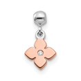 thumbnail image 1 of 925 Sterling Silver Mio Memento Rhodium & Rose Tone CZ Flower Charm Pendant; for Adults and Teens; for Women and Men, 1 of 3