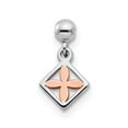 thumbnail image 1 of 925 Sterling Silver Mio Memento Rhodium & Rose Tone Dangle Flower Charm Pendant; for Adults and Teens; for Women and Men, 1 of 3