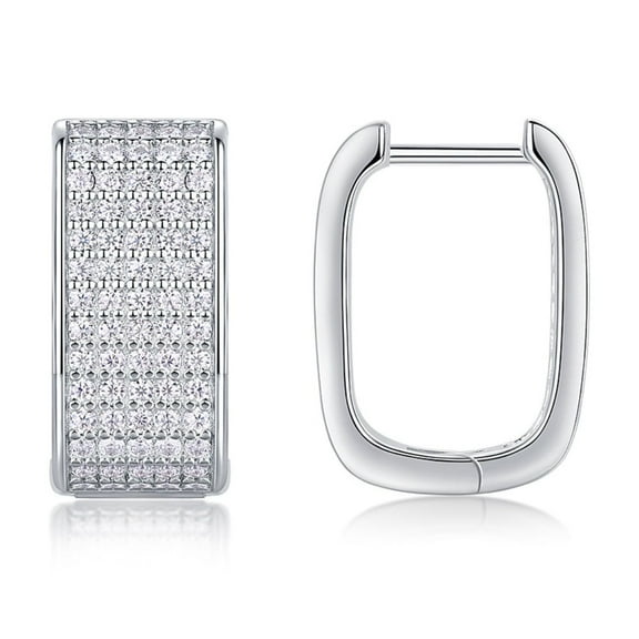 925 Sterling Silver Moiaanite Earrings for Women Wide Post Chunky Hoop Earrings Lab Thick Diamond Earrings for Sensitive Ears Hypoallergenic Jewelry