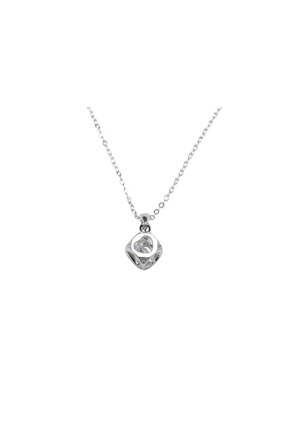 925 Sterling Silver Moissanite Cube Necklace, Geometric Open Pendant with Floating Stone Design, Adjustable Chain Elegant Jewelry for Women