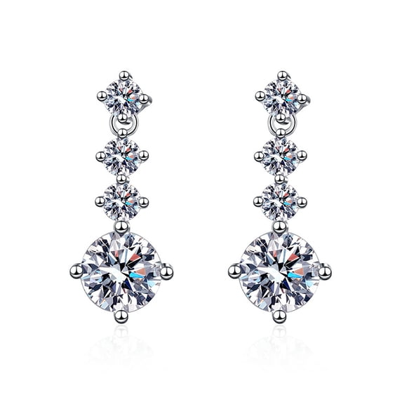 925 Sterling Silver Moissanite Drop Earrings, 1.3 Carat*2 Fashion Vintage Simple Style for Women, Elegant Chic Design, Ideal for Birthday Mother's Day Valentine's Day Gift, Comes with Certificate