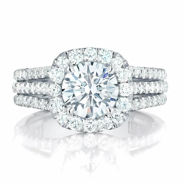 925 Sterling Silver Moissanite Engagement Rings for Women Halo