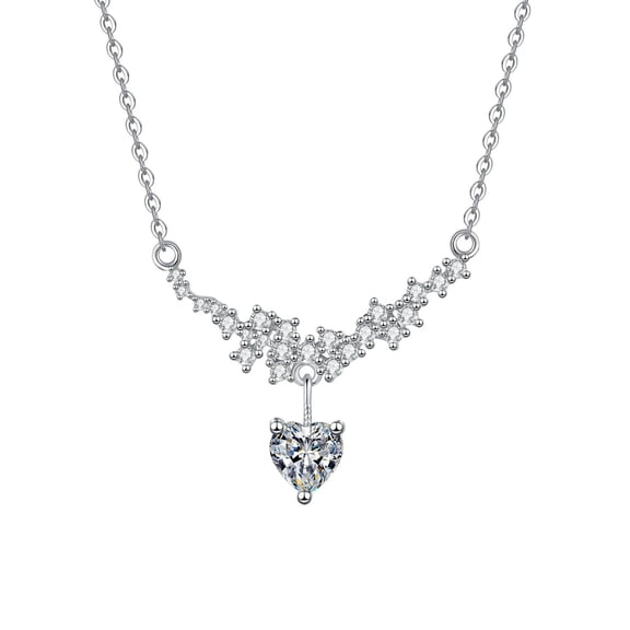 925 Sterling Silver Moissanite Necklaces 1 Carat D Color VVS1 Clarity Heart Pendant Necklace for Women Hypoallergenic Women's Necklace 40-45CM