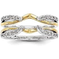 925 Sterling Silver Moissanite Round Cut White Diamond Engagement Wedding Enhancer Guard Wrap Ring 14K Two-Tone Gold Plated For Women's