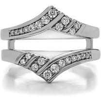 925 Sterling Silver Moissanite Round Cut White Diamond Engagement Wedding Enhancer Guard Wrap Ring 14K Two-Tone Gold Plated For Women