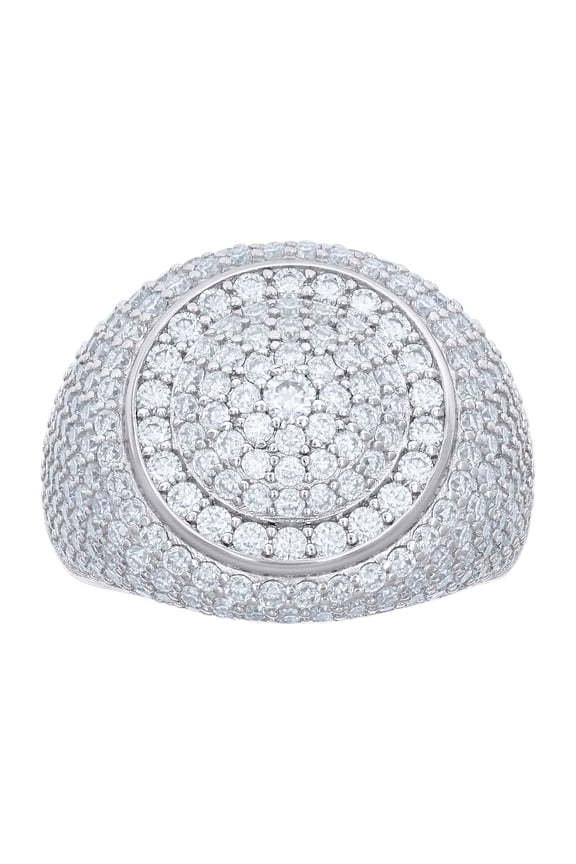 925 Sterling Silver Moissanite Statement Cluster Domed Round Pinky Ring 4.36 CT | Size 9