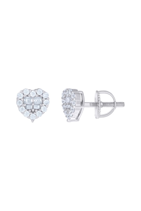 925 Sterling Silver Moissanite Women's 7mm Mini Heart Halo Stud Earrings 2/5 CT