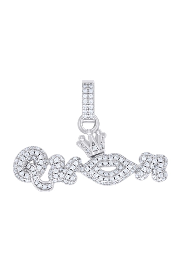 925 Sterling Silver Moissanite Women's 'Queen' w/ Lips & Crown Pendant 1.03 Ct.