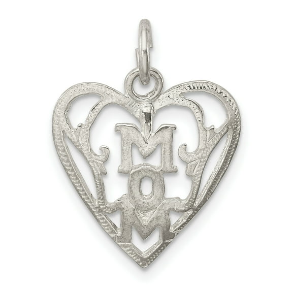 925 Sterling Silver Mom in Heart Shaped Pendant