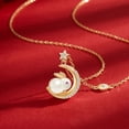 thumbnail image 1 of 925 Sterling Silver Moon and Rabbit Necklace - Elegant and Unique Light Luxury Clavicle Chain for Autumn and Winter, 1 of 2