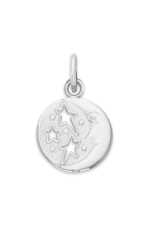 925 Sterling Silver Moon and Stars Charm with Jump Ring - Celestial Jewelry Gifts for Her
