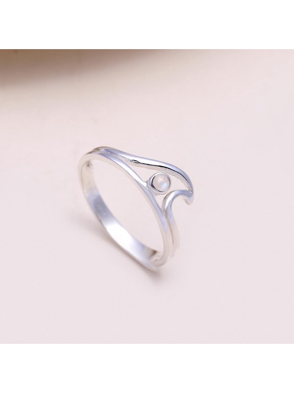 925 Sterling Silver Moonstone Eagle Ring | Handmade Falcon-Inspired Jewelry | Unique Bird Totem Silver Ring | Spiritual Statement Jewelry