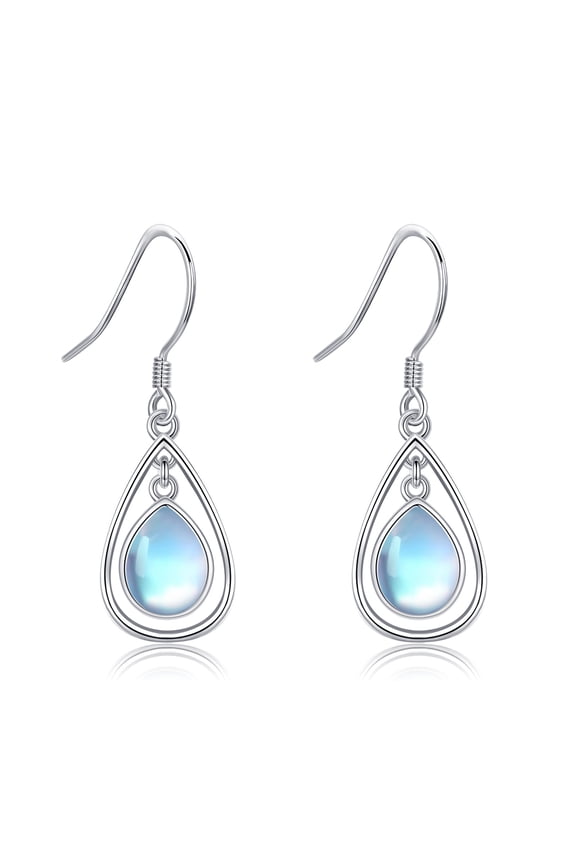 925 Sterling Silver Moonstone Earrings for Women Teardrop Drop Dangle Earrings Leverback Earrings Jewelry for Women