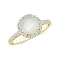 thumbnail image 1 of 925 Sterling Silver Moonstone Halo Ring, Moissanite Engagement Ring in Yellow Gold Plated| Round June Birthstone Wedding Ring, Birthday, Anniversary, Wedding Jewelry, Ring Size 5, 1 of 4