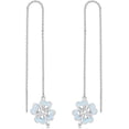 thumbnail image 1 of 925 Sterling Silver Moonstone Long Chain Earrings Hummingbird/Cat/Clover with June Birthstone Threader Earrings for Women, 1 of 10