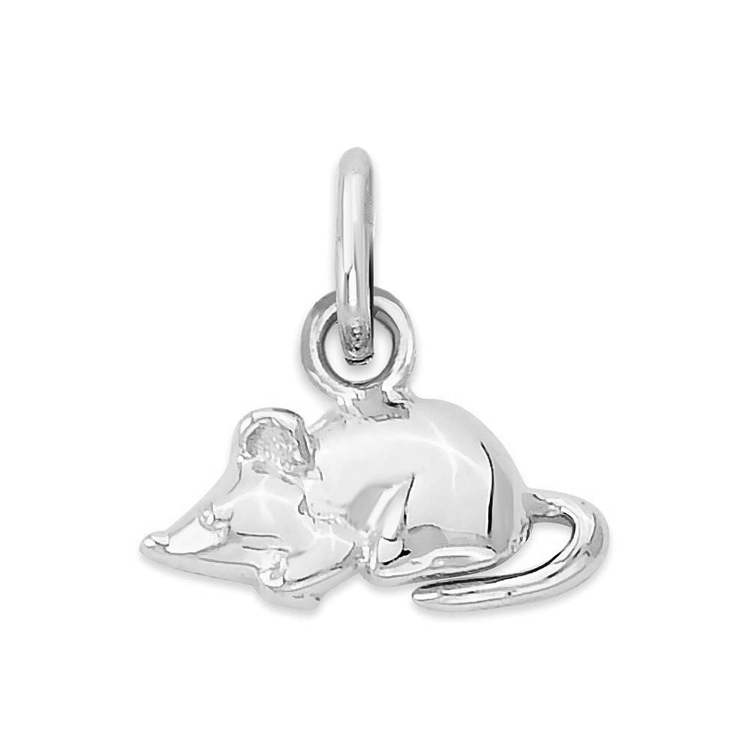 Golden Fire 925 Sterling Silver Mouse Charm - Animal Jewelry for Women