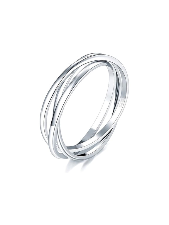 925 Sterling Silver Multi-Band Interlocking Ring for Women, Fidget Ring Anxiety Ring, Triple Row Rolling Interlocking Stacking Rings, High Polish Rings for Women, Men_6
