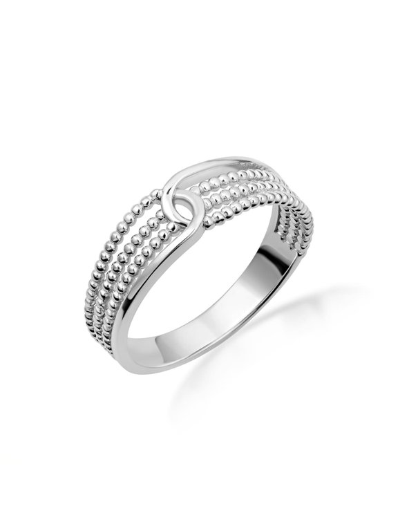 925 Sterling Silver Multi-Row Beaded Band Ring (Size 11.75)