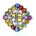 thumbnail image 1 of 925 Sterling Silver Multi Sapphire, White Natural Zircon Ring, 1 of 4