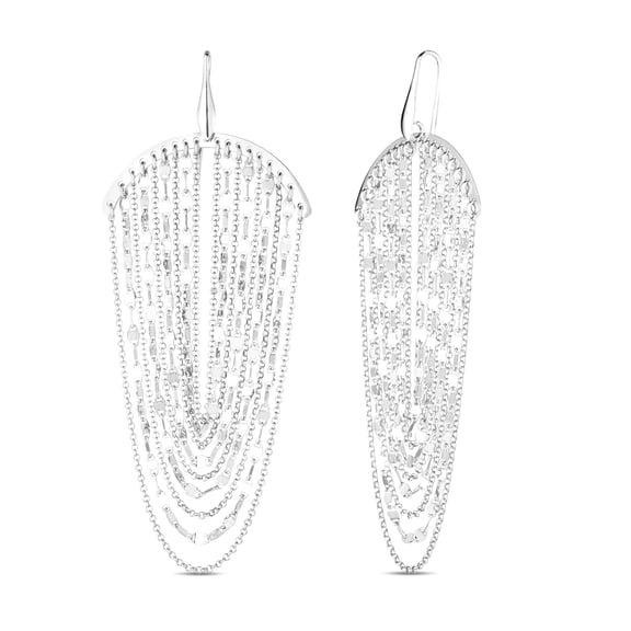 925 Sterling Silver Multi Strand Chain Drop Chandelier Earrings With Euro Wire Stud Earring for Women and Men