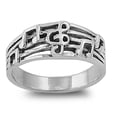 thumbnail image 1 of 925 Sterling Silver Music Staff And Notes Ring Size 8, 1 of 3