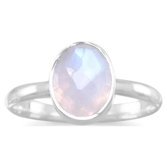 .925 Sterling Silver Must Have Moonstone! Faceted Moonstone Stackable Women's Ring