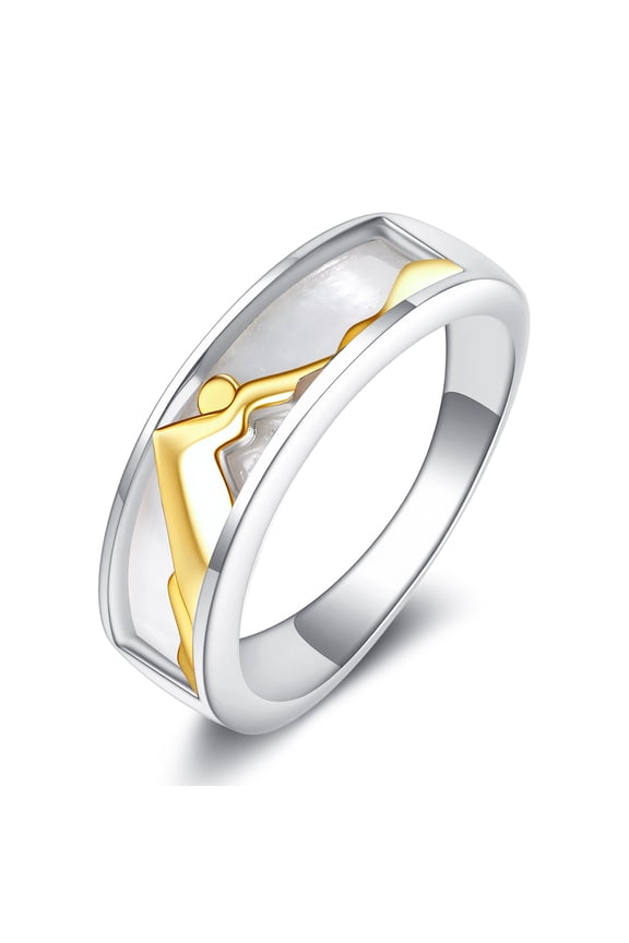 925 Sterling Silver Mustard Seed Mountain Ring for Women White Mother of Pearl Christian Faith Jewelry Gift