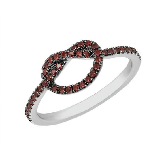 925 Sterling Silver Natural 2.00 Mm Natural Garnet Gemstone Birthstone Two Tone Stackable Ring