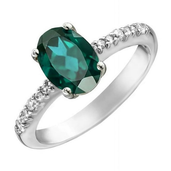 925 Sterling Silver Natural 7X5 London Blue Topaz Gemstone Solitaire With Accents Ring For Women