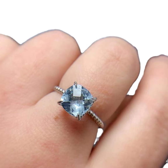 925 Sterling Silver Natural Blue Topaz Adjustable Ring