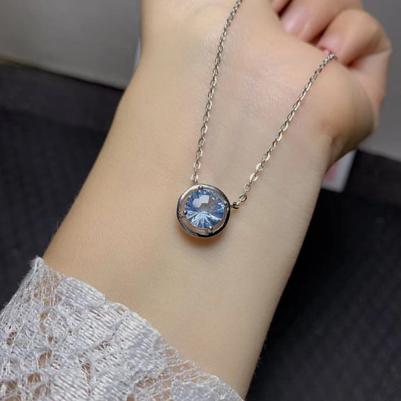 925 Sterling Silver Natural Blue Topaz Necklace