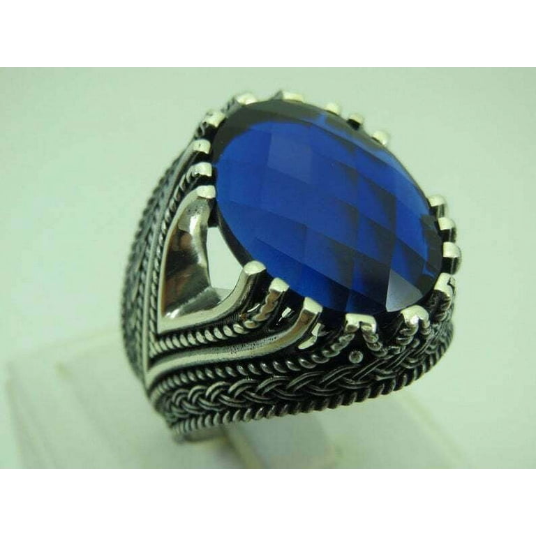 New design 925 sterling silver fine quality natural Blue Sapphire gemstone Men's Ring shops |Virtual Certificate provided