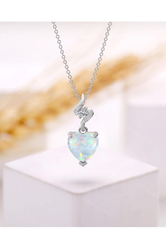 925 Sterling Silver Natural Certified White Opal Pendant Necklace for Women | Genuine Opal October Birthstone Jewelry