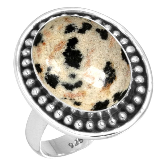 925 Sterling Silver Natural Dalmatian Handmade Ring