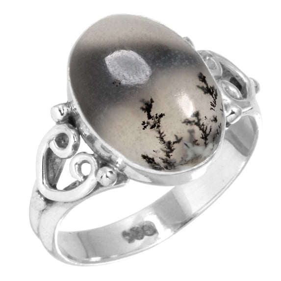 925 Sterling Silver Natural Dendrite Opal Handmade Ring
