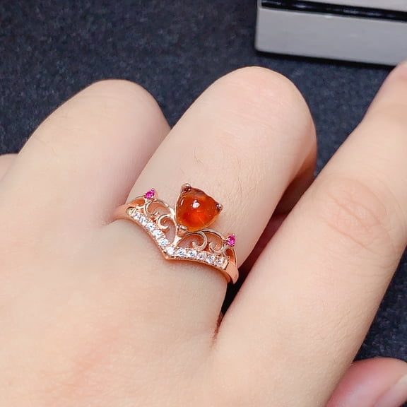 925 Sterling Silver Natural Garnet Adjustable Ring