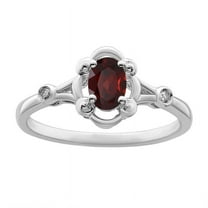 925 Sterling Silver Natural Garnet Gemstone Solitaire With Accents Ring For Women