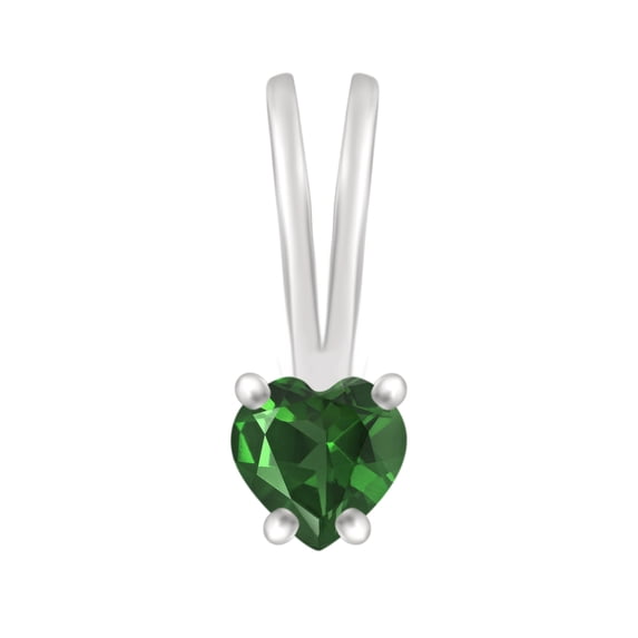 925 Sterling Silver Natural Green Cz Solitaire Women Valentines Day Gifts Heart Pendant