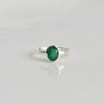 thumbnail image 1 of Solitaire Green Emerald Engagement Ring 925, Sterling Silver, 1 of 5