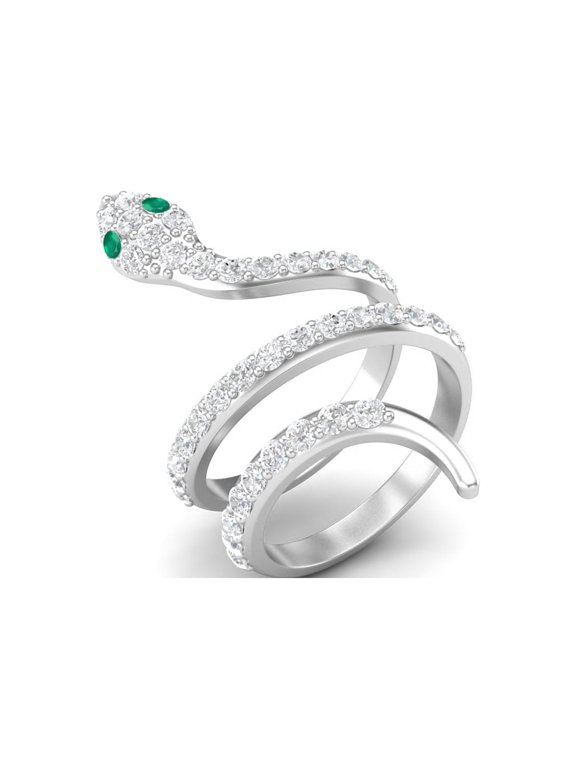 925 Sterling Silver Natural Green Onyx Women Wrap Cobra Snake Mother's Day Gift Rings