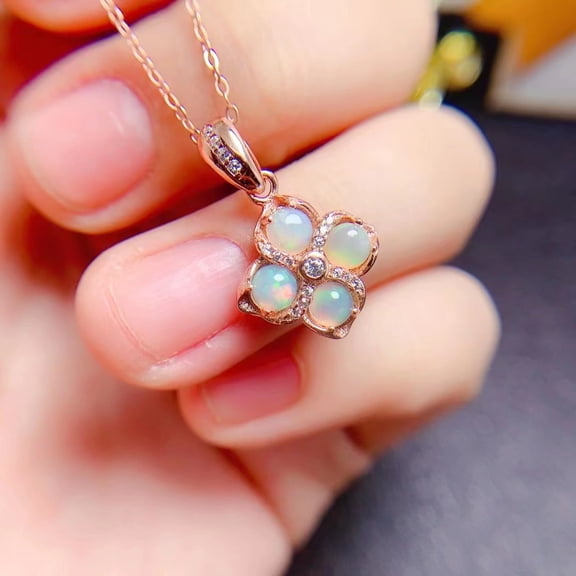 925 Sterling Silver Natural Opal Necklace