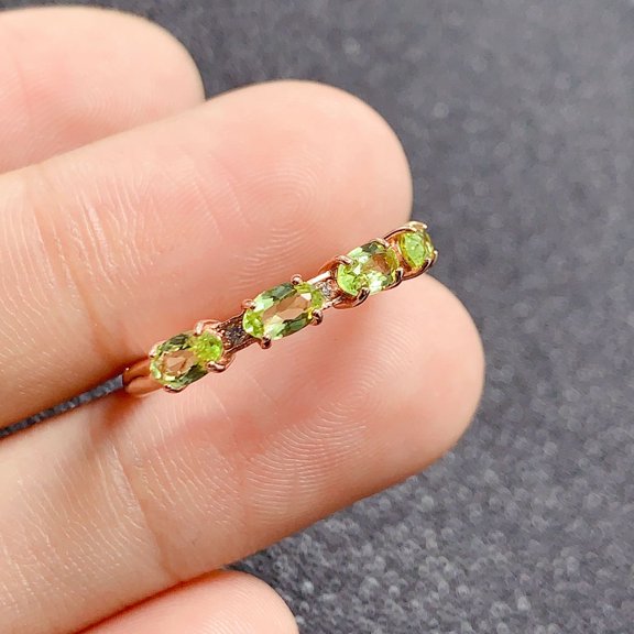 925 Sterling Silver Natural Peridot Adjustable Ring