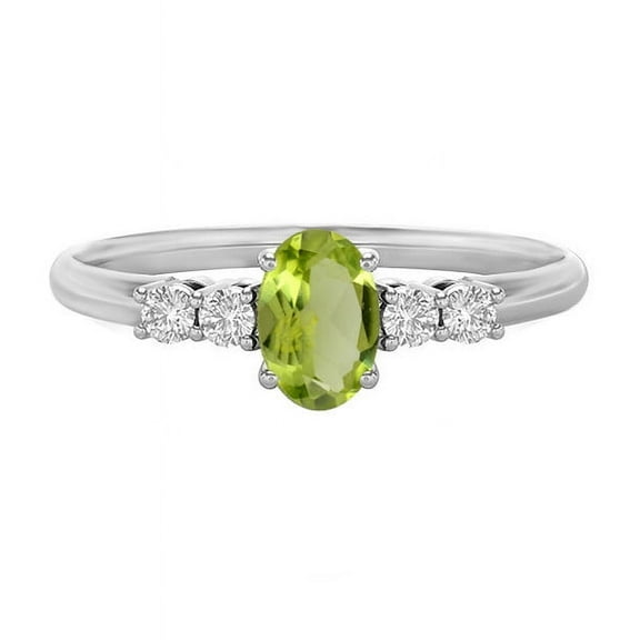 925 Sterling Silver Natural Peridot With White Topaz Gemstone Silver Ring For Women