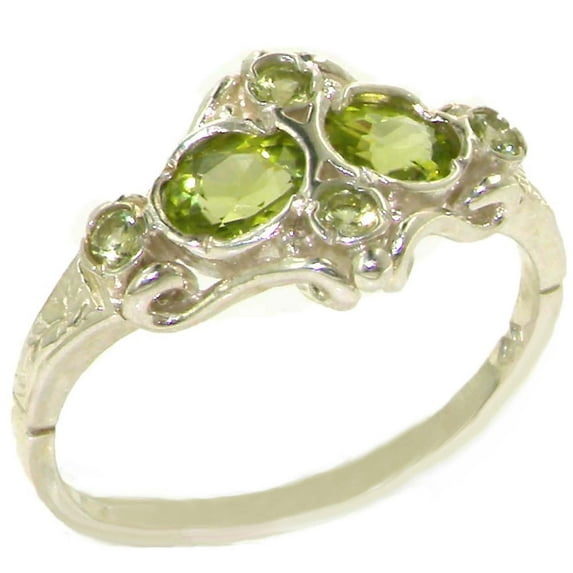 925 Sterling Silver Natural Peridot Womens Anniversary Ring - Size 7.25