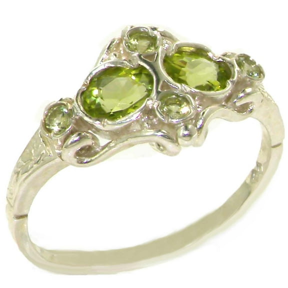 925 Sterling Silver Natural Peridot Womens Promise Ring - Size 9.5