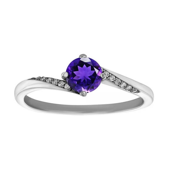 925 Sterling Silver Natural Purple Amethyst Gemstone Engagement Ring For Women