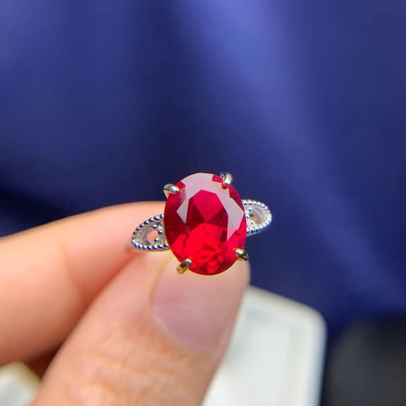 925 Sterling Silver Natural Red Ruby Adjustable Ring