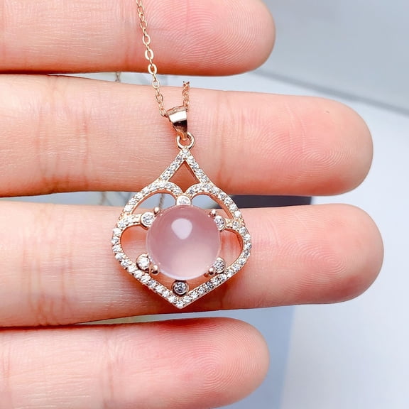 925 Sterling Silver Natural Rose Quartz Necklace