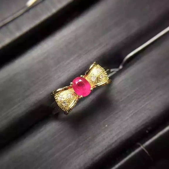 925 Sterling Silver Natural Ruby Adjustable Ring